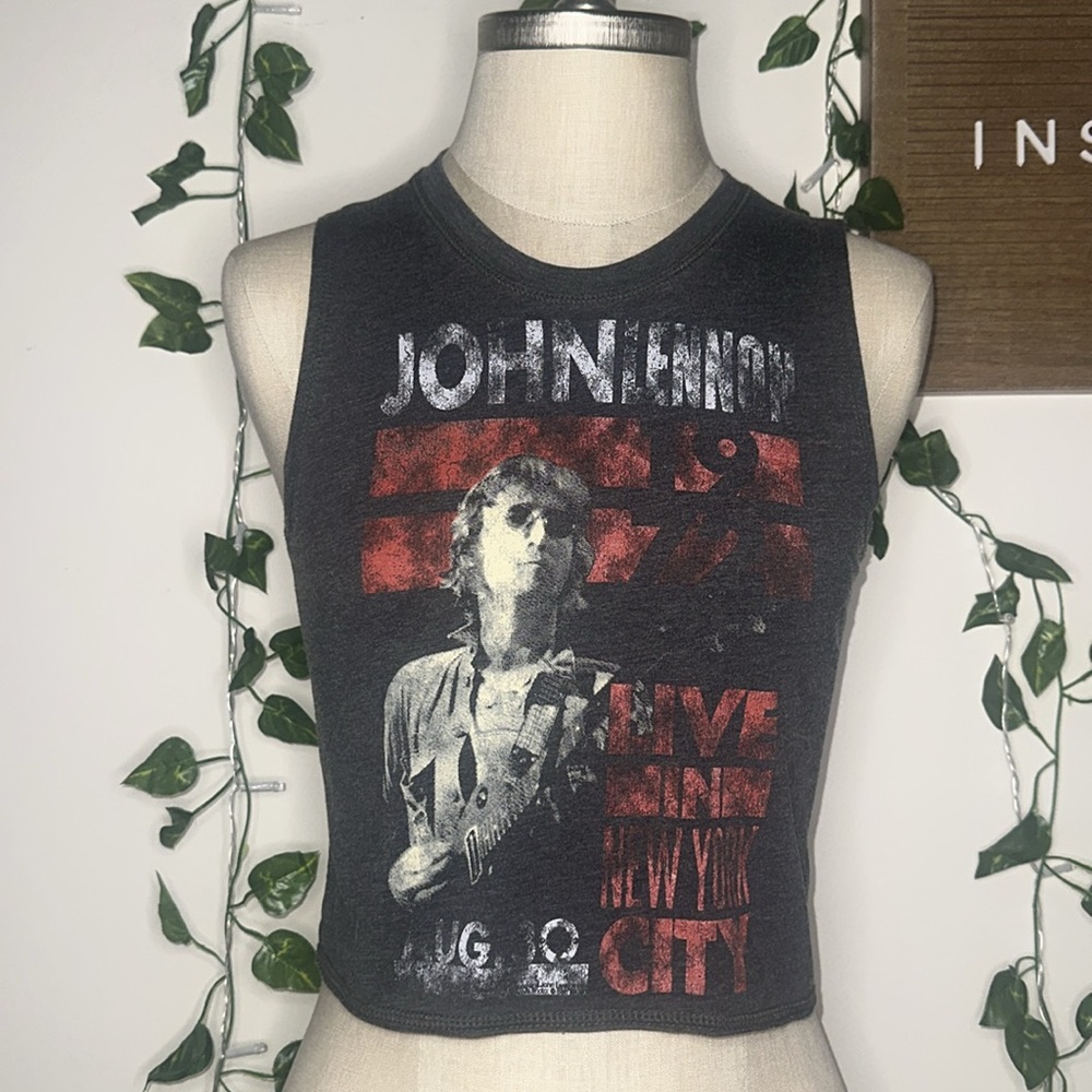John Lennon Cropped Muscle Tank Band Tee Concert - Picture 2 of 4